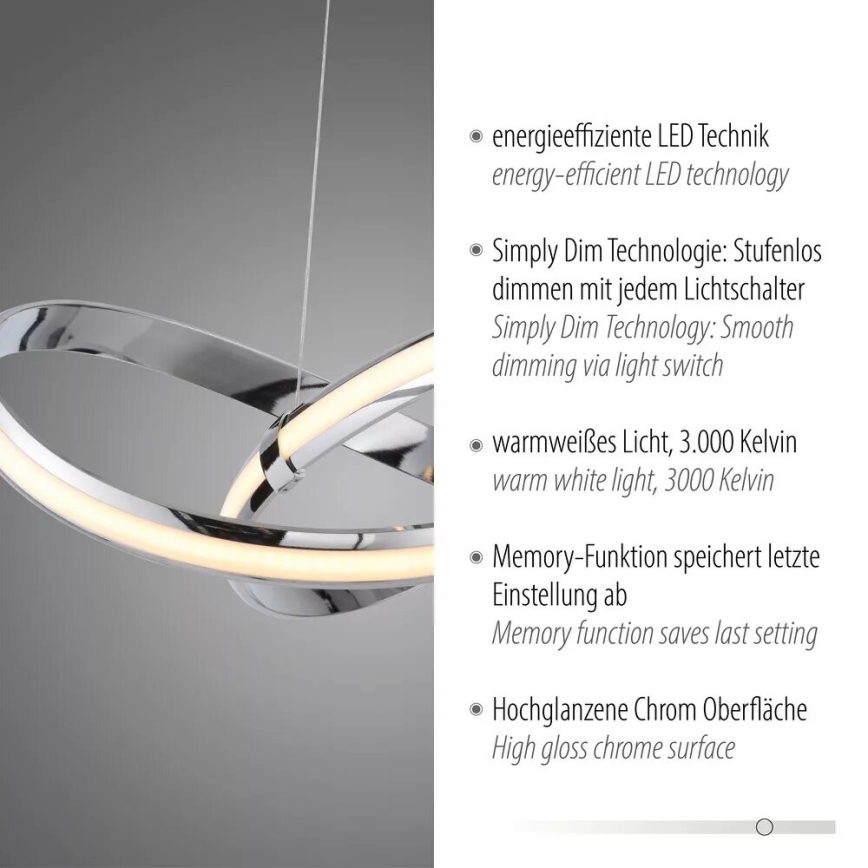 Paul Neuhaus 8291-17 - Suspension filaire à intensité variable MELINDA LED/30W/230V