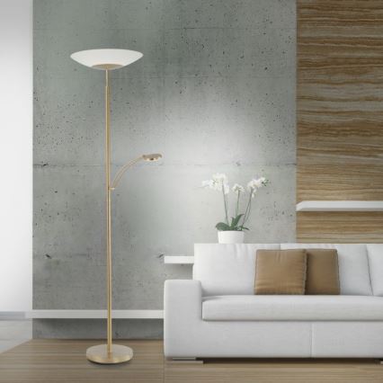 Paul Neuhaus - 655-60 - Lampada LED da terra dimmerabile ALFRED 1xLED/28W/230V+1xLED/4W/230V ottone