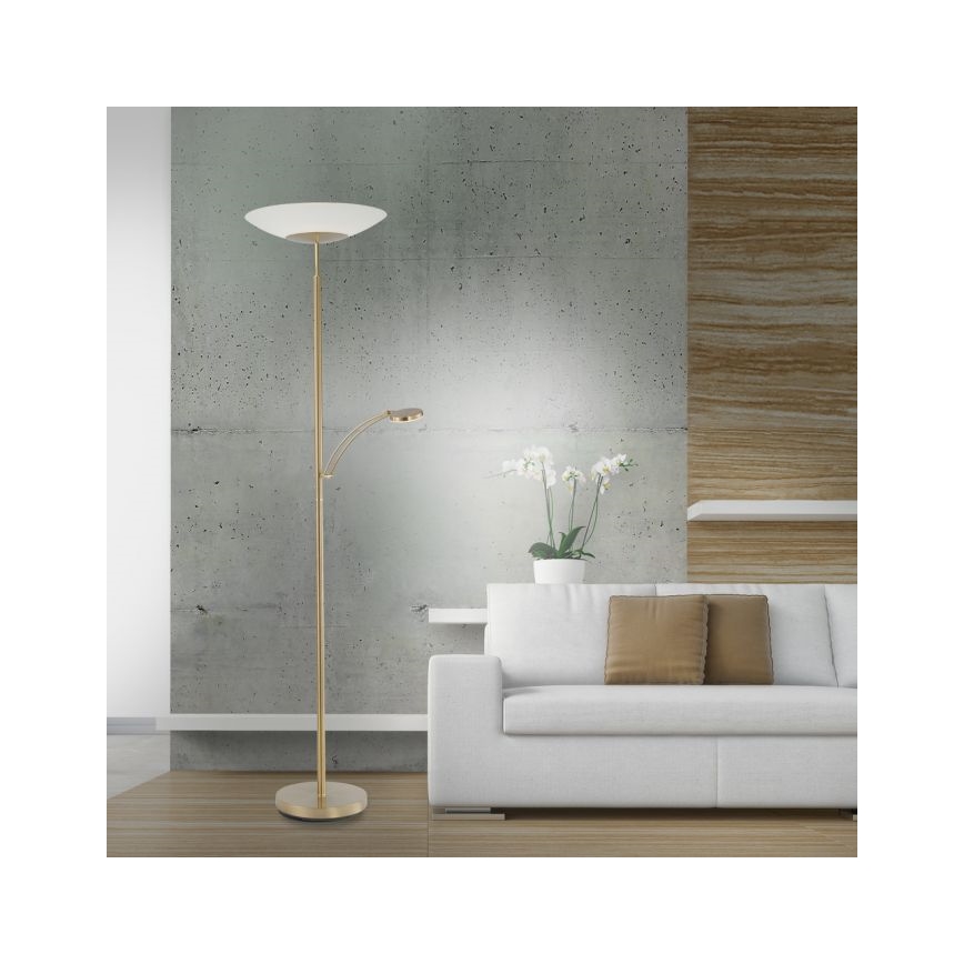 Paul Neuhaus - 655-60 - Lampada LED da terra dimmerabile ALFRED 1xLED/28W/230V+1xLED/4W/230V ottone