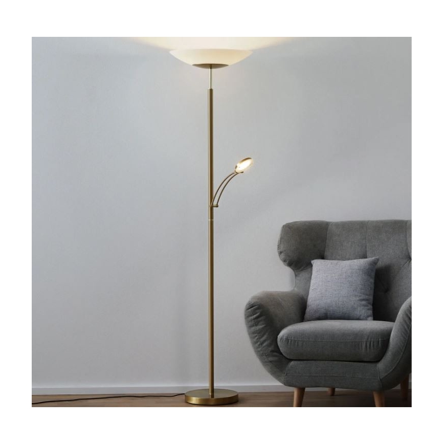 Paul Neuhaus - 655-60 - Lampada LED da terra dimmerabile ALFRED 1xLED/28W/230V+1xLED/4W/230V ottone