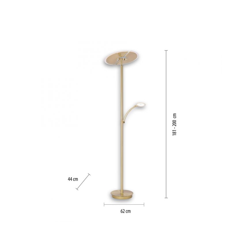 Paul Neuhaus - Lampada LED da terra dimmerabile ARTUR 2xLED/21W+1xLED/6W/230V dorata