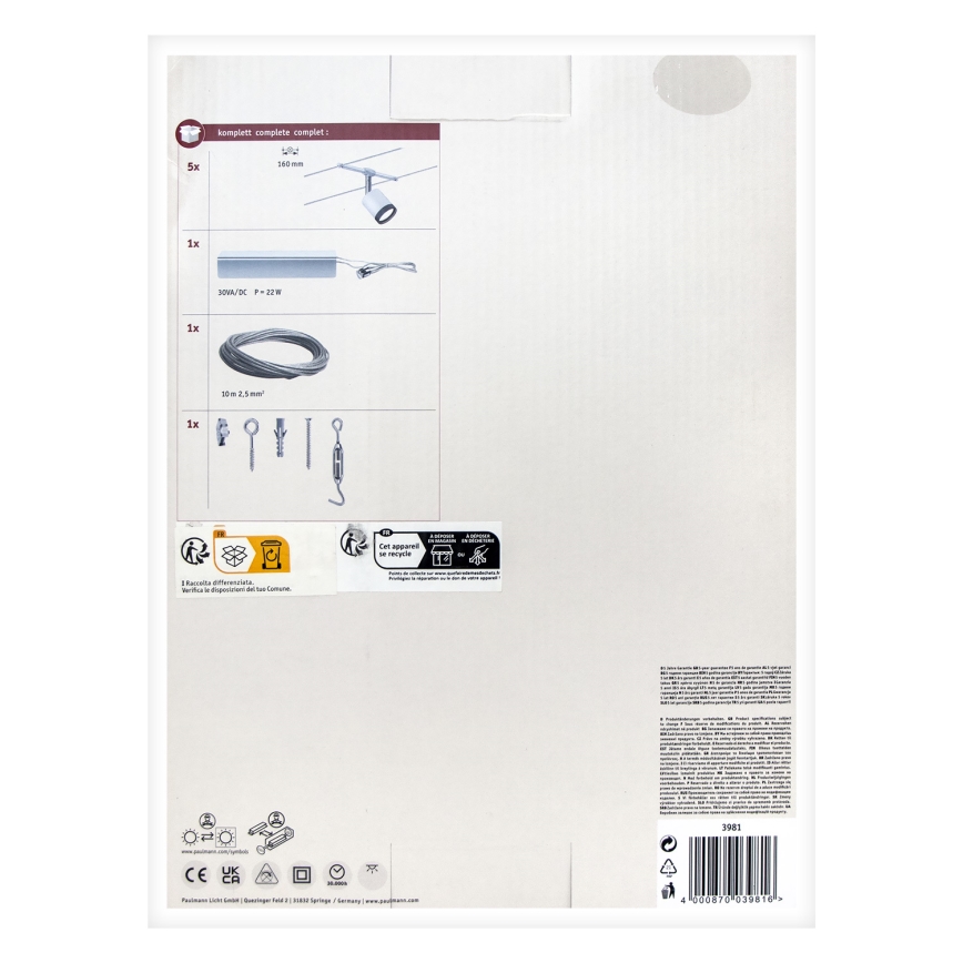 Paulmann 3981 - SET 5xLED/4W Einbauleuchte für das Seilsystem TUBE 230V