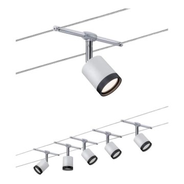 Paulmann 3981 - KIT complet TUBE, système de suspension par câble 230 V, 5× LED de 4 W, chrome mat/noir