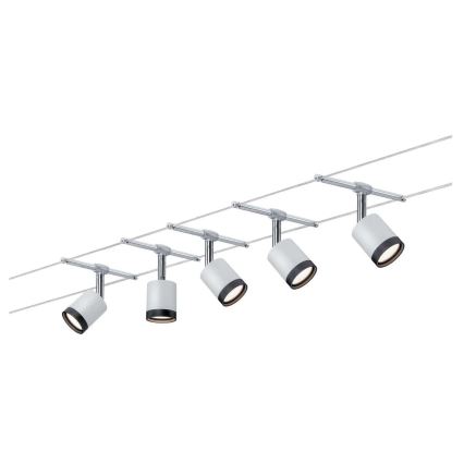 Paulmann 3981 - Set 5x LED/4W Komplettes Seilsystem TUBE 230V mattchrom/schwarz
