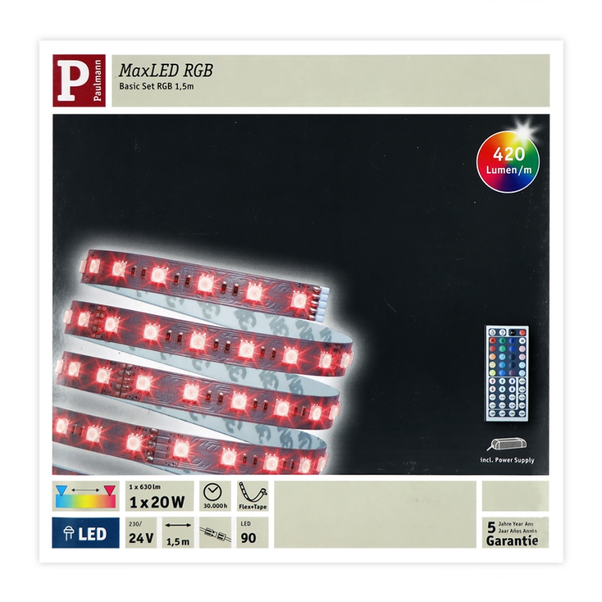 Paulmann 70587 - Striscia LED RGB/20W Dimmerabile MAXLED 1,5m 230V + telecomando