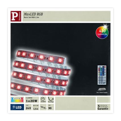 Paulmann 70587 - LED RGB/20W Striscia dimmerabile MAXLED 1,5m 230V + telecomando