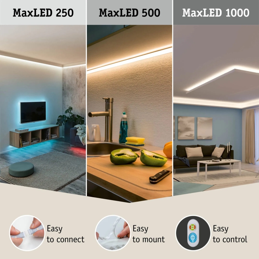 Paulmann 70627 - LED RGB/18W IP44 dimmbarer LED-Streifen für das Badezimmer MAXLED 1,5 m 230V + Fernbedienung