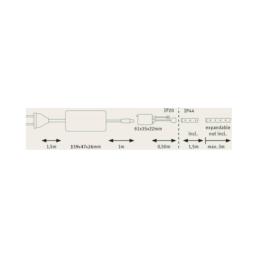 Paulmann 70627 - LED RGB/18W IP44 dimmbarer LED-Streifen für das Badezimmer MAXLED 1,5 m 230V + Fernbedienung
