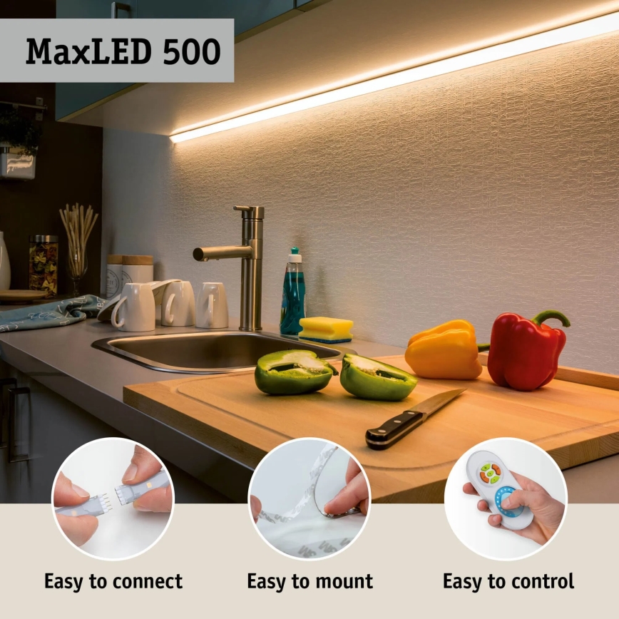 Paulmann 70627 - Ruban LED dimmable RGB/18W IP44 pour salle de bains MAXLED 1,5 m 230V + télécommande