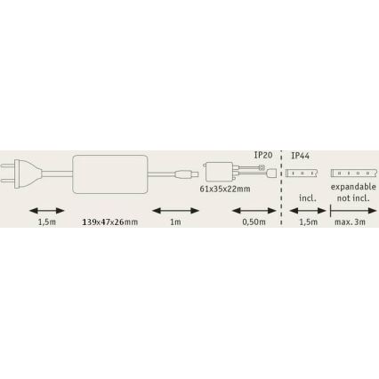 Paulmann 70627 - Ruban LED dimmable RGB/18W IP44 pour salle de bains MAXLED 1,5 m 230V + télécommande