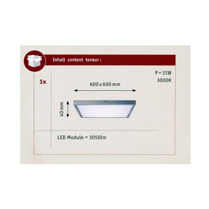 Paulmann 70652 - LED/30W Plafonnier LUNAR 230V