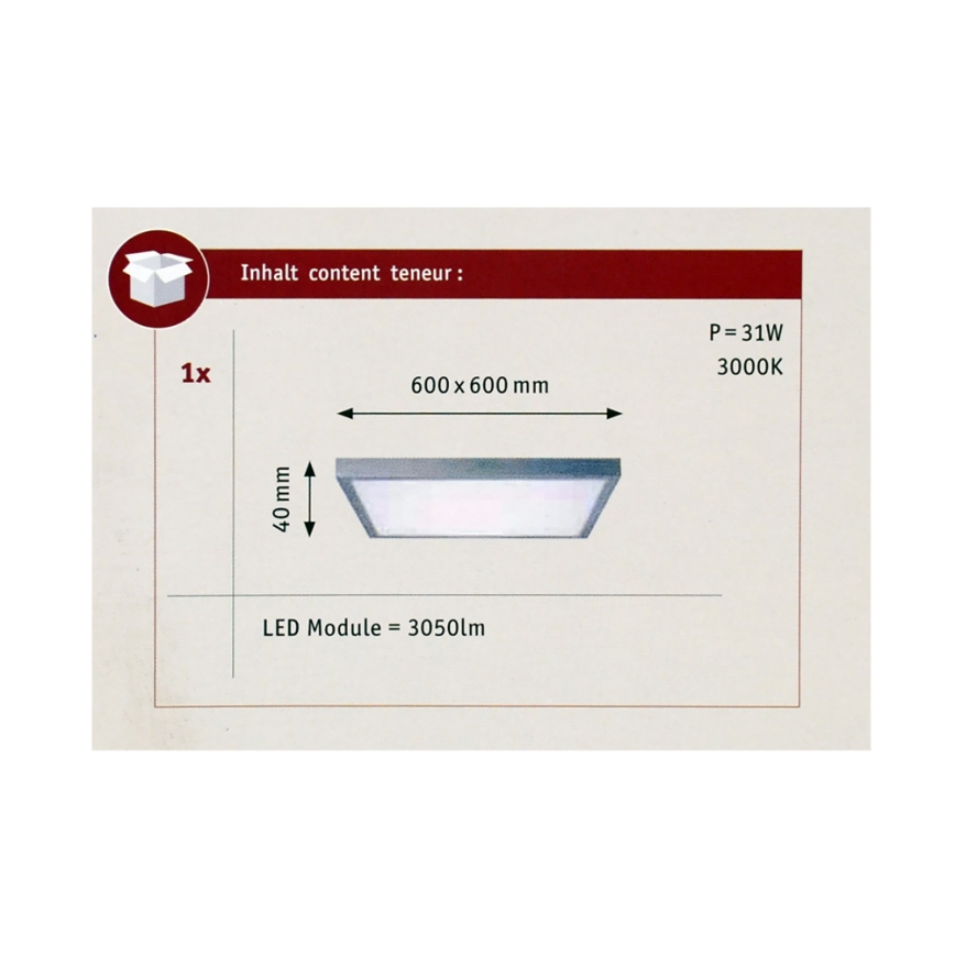 Paulmann 70652 - LED/30W Plafonnier LUNAR 230V