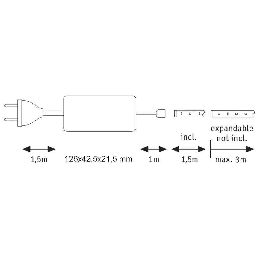 Paulmann 70668 - LED/9W IP44 Ruban de salle de bain à intensité variable MAXLED 1,5 m 2700K 230V