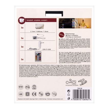 Paulmann 70696 - Ruban LED RGBW/8W à intensité variable DIGITAL 3m 230V + Télécommande