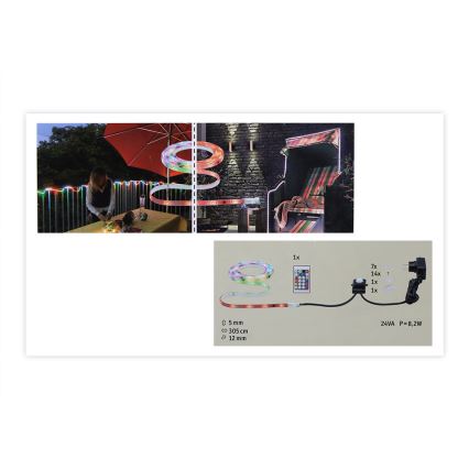 Paulmann 70698 - LED RVB/6,4W IP67 Ruban d'extérieur à intensité variable WATERLED 3m 230V+ télécommande