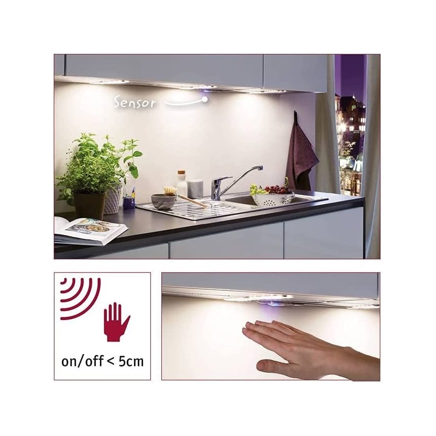 Paulmann 70710 - LOT 3xLED/3,3W Éclairage de meubles avec un détecteur SOFTPAD 230V 2700K