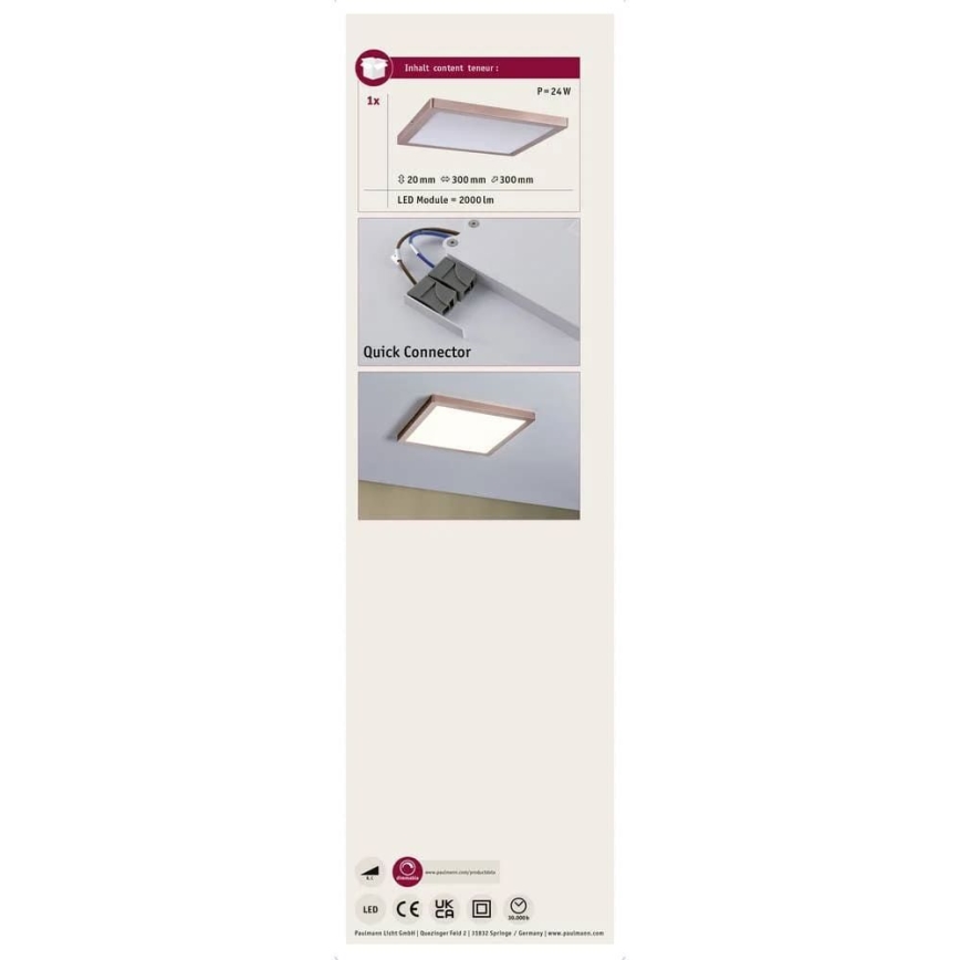 Paulmann 70873 - LED/24W Pannello dimmerabile ATRIA 230V 2700K 30x30 cm Oro rosa