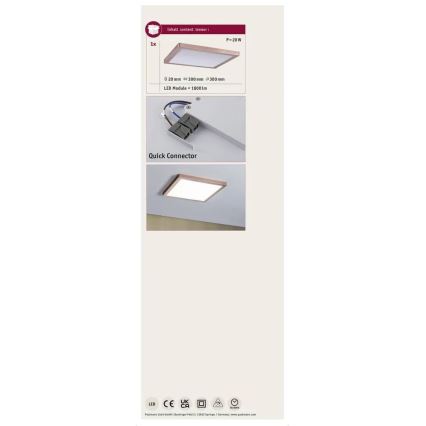 Paulmann 70941 - LED/20W Pannello fisso ATRIA 230V 4000K 30x30 cm Oro rosa