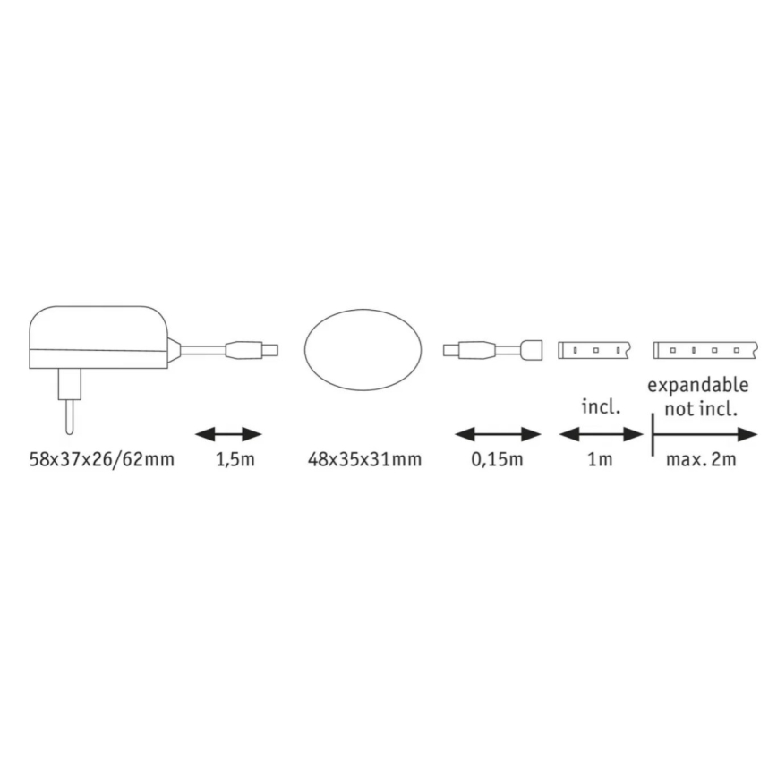 Paulmann 70955 - LED/3W Strip con sensore 1m YOURLED 230V