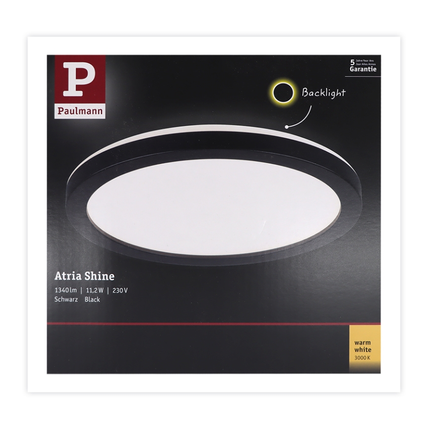 Paulmann 70997 - LED/11,2W Pannello fisso ATRIA 230V 3000K diametro 19 cm nero