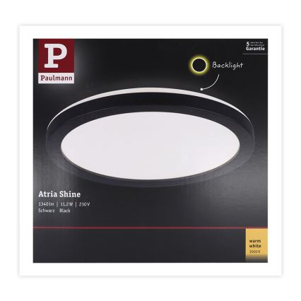 Paulmann 70997 - Panneau en saillie LED/11,2W ATRIA 230V 3000K d. 19 cm noir