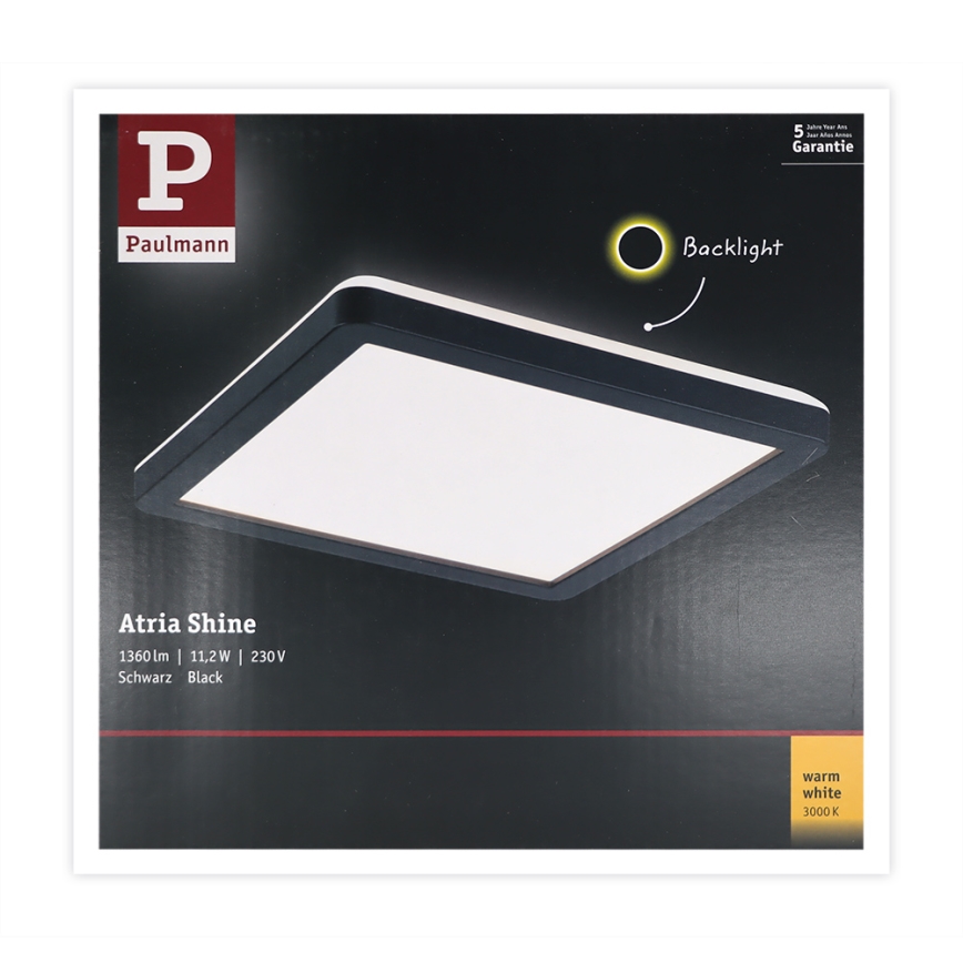 Paulmann 71000 - LED/11,2W Pannello fisso ATRIA 230V 3000K 19x19 cm nero