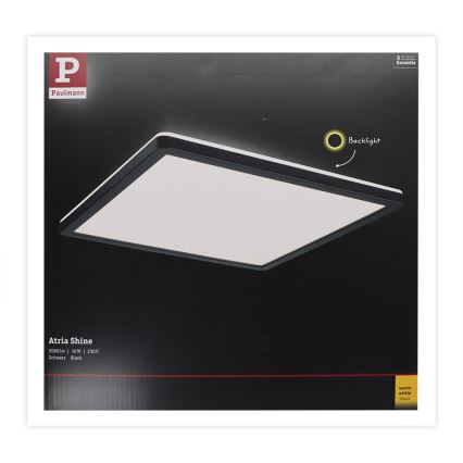 Paulmann 71001 - Panneau en saillie LED/16W ATRIA 230V 3000K 29,3x29,3 cm noir