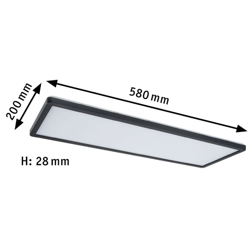 Paulmann 71003 - Panneau à intensité variable LED/22W ATRIA 230V 3000K 20x58 cm noir