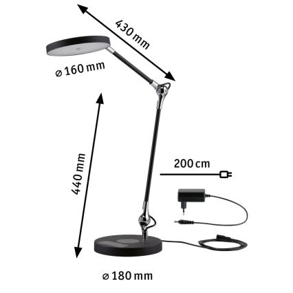 Paulmann 78010 - LED/11W Lampada da tavolo touch dimmerabile NUMIS 230V 2700/4000/6500K nero