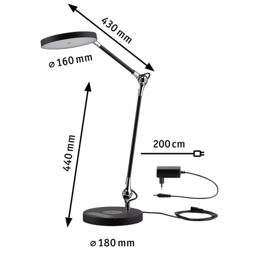 Paulmann 78010 - LED/11W Lampada da tavolo touch dimmerabile NUMIS 230V 2700/4000/6500K nero