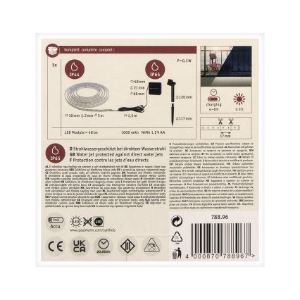 Paulmann 78896 - LED/0,3W IP44 Striscia solare 3m 1,2V