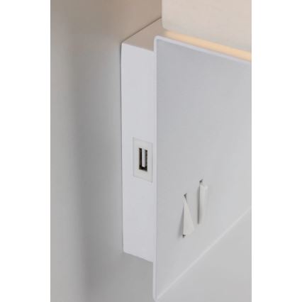 Paulmann 78913 - LED/2,5W + 1xE27/40W Wandleuchte mit Ablage und USB-Anschluss MERANI 230V weiß