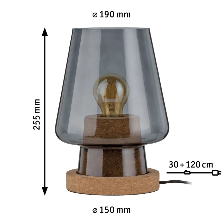 Paulmann 79736 - 1xE27/20W Lampe de table IBEN 230V fumée