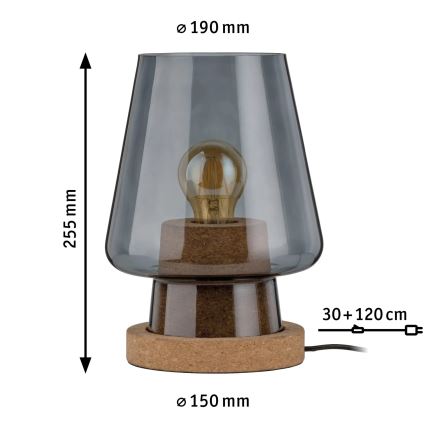 Paulmann 79736 - 1xE27/20W Tischleuchte IBEN 230V rauchfarben