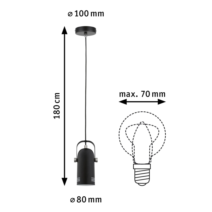Paulmann 79766 - LED RGBW 1xE27/15W Lampada a sospensione con cavo LAVEA 230V nero