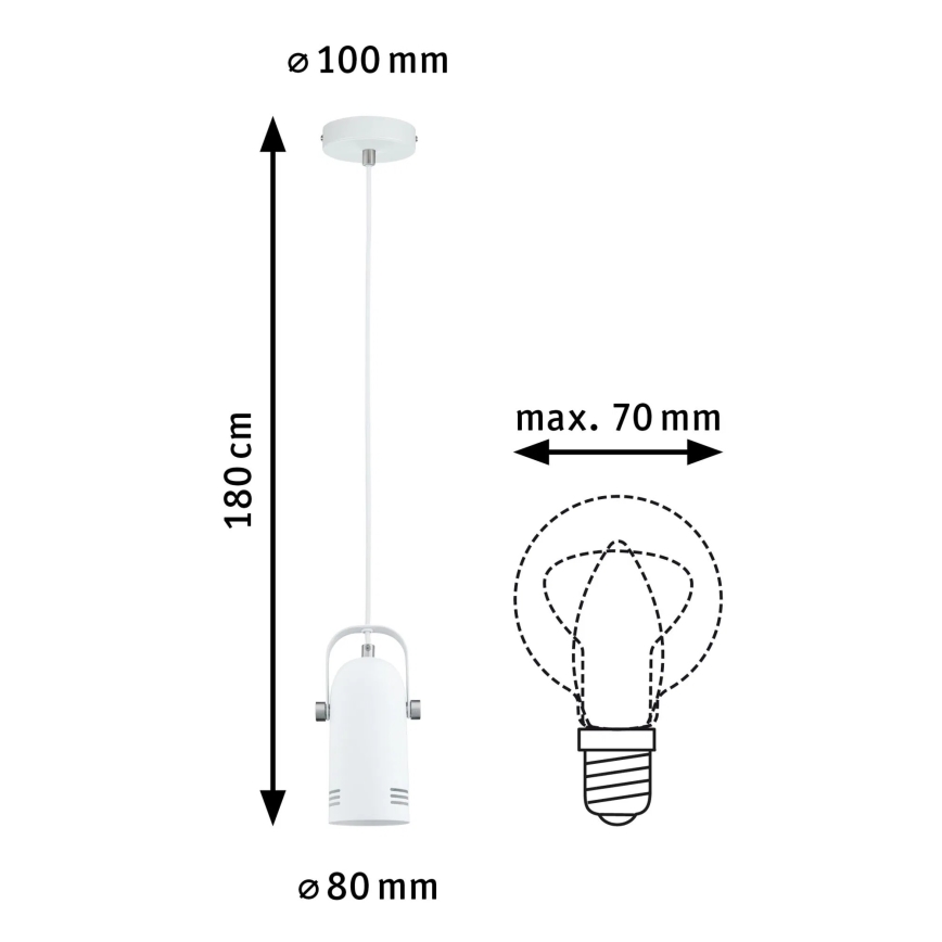 Paulmann 79767 - Lampada a sospensione LED 1xE27/8W LAVEA 230V bianca