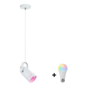 Paulmann 79767 - LED RGBW 1xE27/12W Pendelleuchte an Stahlseil LAVEA 230V weiß