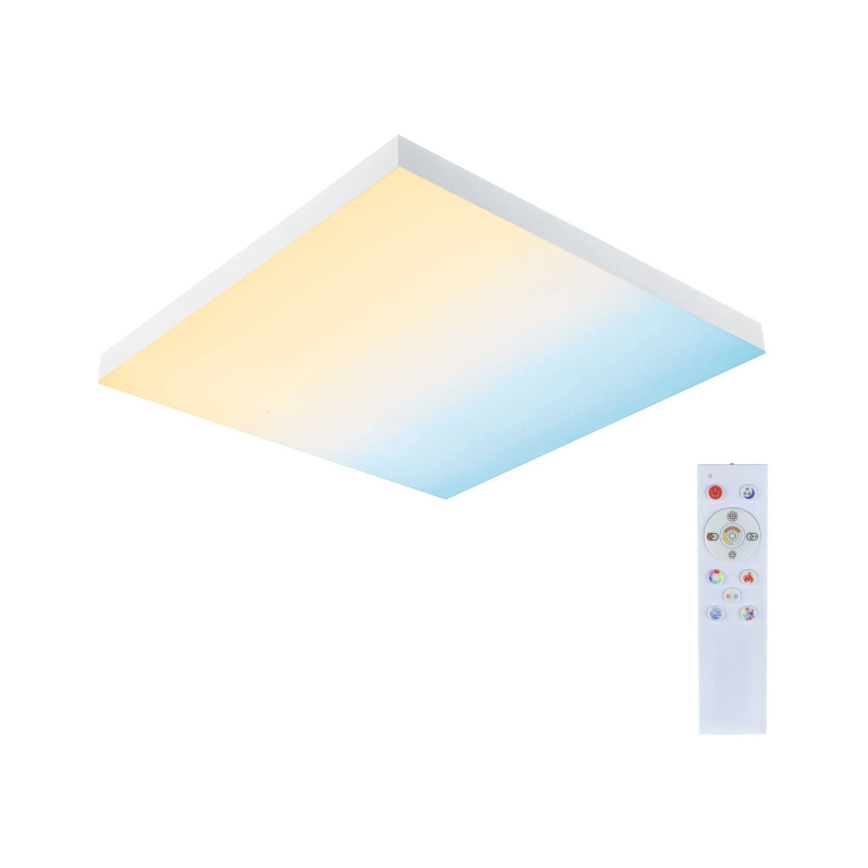 Paulmann 79910 - LED/31W RGBW Plafonnier dimmable LORIA 230V 3000-6500K 59,5x59,5 cm blanc + télécommande