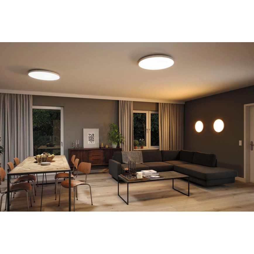 Paulmann 79929 - Plafonnier LED dimmable 22 W RGBW LORIA, 230 V, Ø 40 cm, blanc