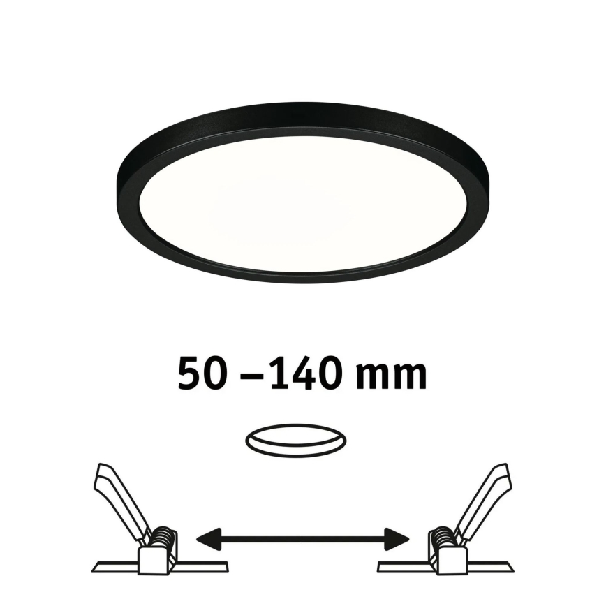 Paulmann 79965 - LED/13W IP44 Dimmbare Badezimmer-Deckeneinbauleuchte AREO 230V Ø 17,5 cm schwarz