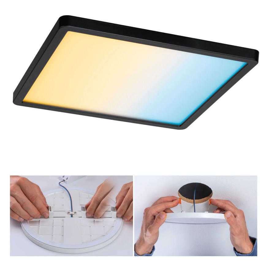 Paulmann 79967 - LED/16W IP44 plafonnier encastré dimmable pour salle de bains AREO 230V 23x23 cm noir