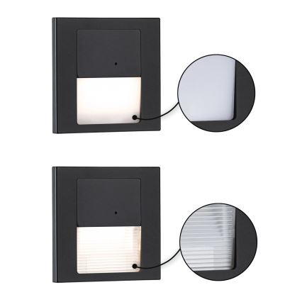 Paulmann 80004 - LED/1W Treppenleuchte mit Sensor TSARO 230V Lead/schwarz