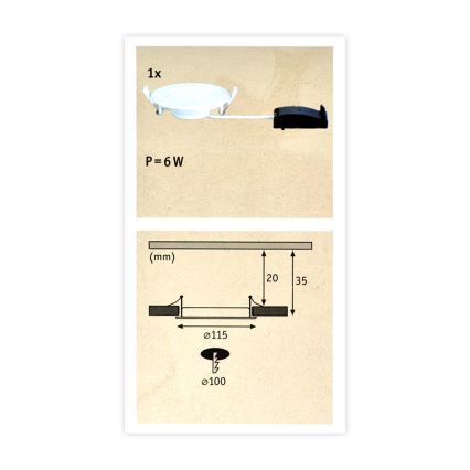Paulmann 92061 - LED/6W IP44 Lampada da incasso per bagno QUALITY LINE 230V