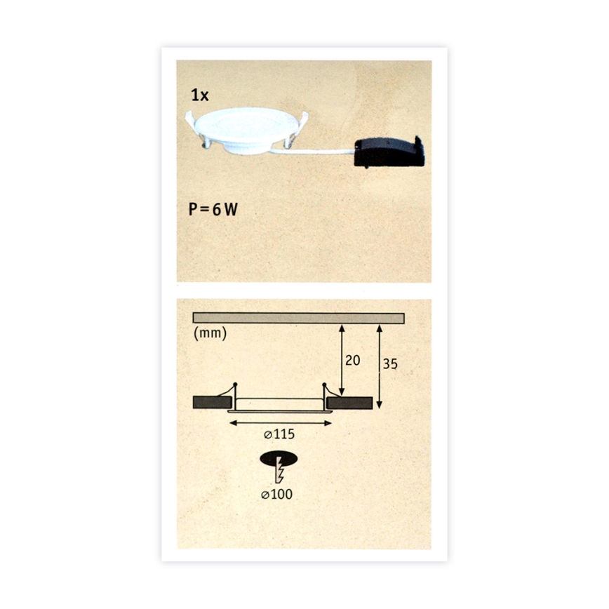 Paulmann 92061 - LED/6W IP44 Lampada da incasso per bagno QUALITY LINE 230V