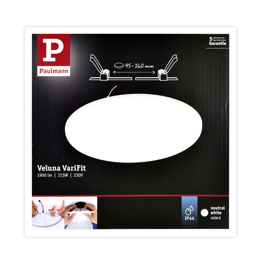 Paulmann 92392 - LED/17,5W IP44 Badezimmereinbauleuchte VARIFIT 230V