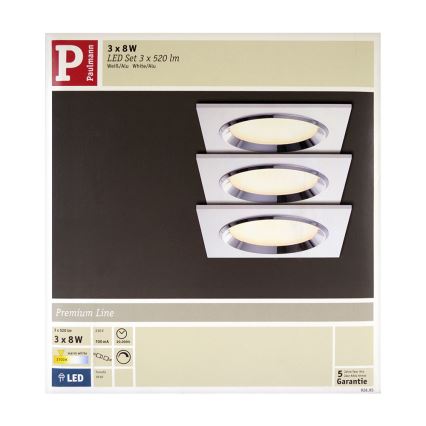 Paulmann 92695 - LOT 3xLED/8W Spot encastrable à intensité variable DICE 230V