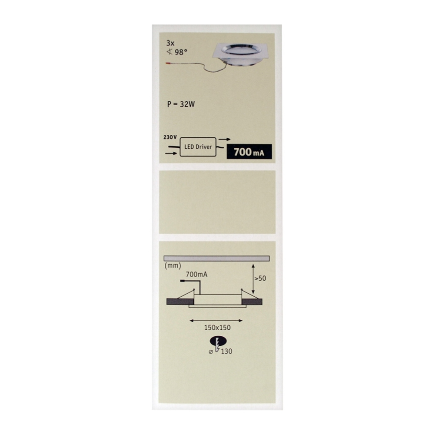 Paulmann 92695 - LOT 3xLED/8W Spot encastrable à intensité variable DICE 230V
