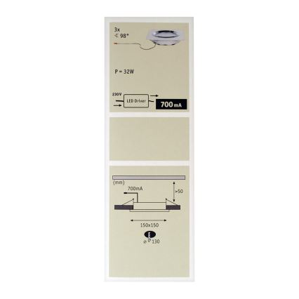 Paulmann 92695 - PACK 3x Luminaire LED encastrable à intensité modulable DICE 3xLED/8W/230V