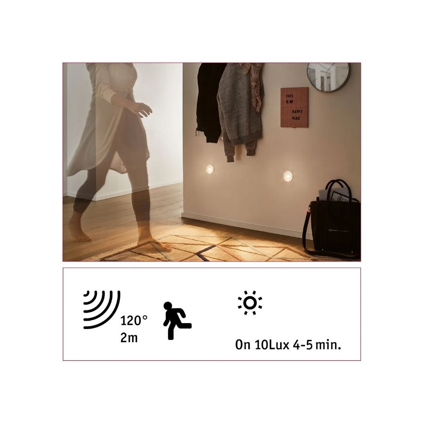 Paulmann 92925 - LED/2,7W Spot d'escalier avec détecteur WAND 230V 2700K