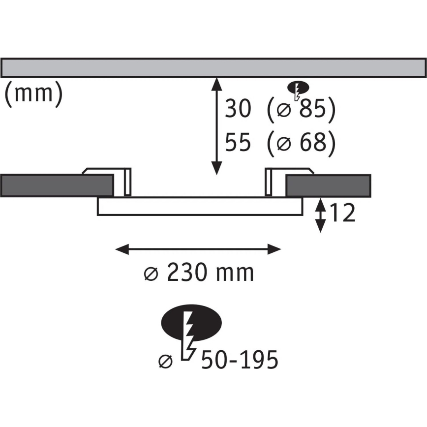Paulmann 93046 - LED/16W IP44 dimmbar Badezimmer-Einbauleuchte AREO 230V 3000-6500K Ø 23 cm mattchrom